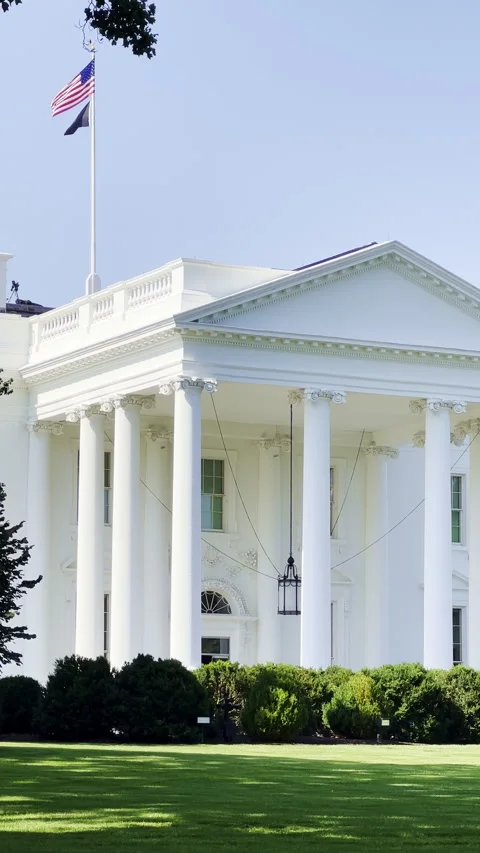 The White House in Washington DC in summer with flags blowing in the wind Stock Footage 312060165