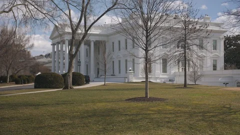 The White House WMS Side Angle Winter 4K Stock Footage 104266608