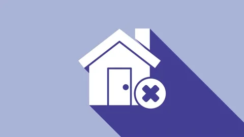 White House with wrong mark icon isolated on purple background. Home and close Stock Footage 148295433