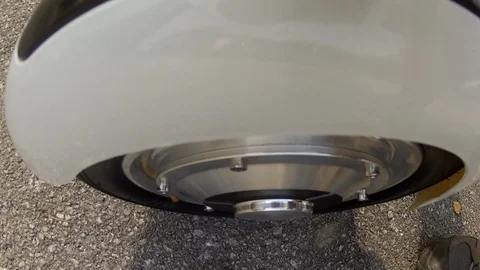 White Hoverboard, boy riding on a balance board Stock Footage 103671906