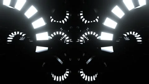 White Huge Rotating Gears with Neon Elements Background VJ Loop in 4K Stock Footage 341675320