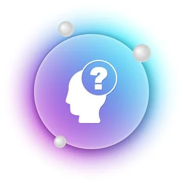 White Human head with question mark icon isolated on white background. Blue.. Stock Illustration