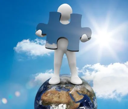 White human representation standing on earth Stock Illustration