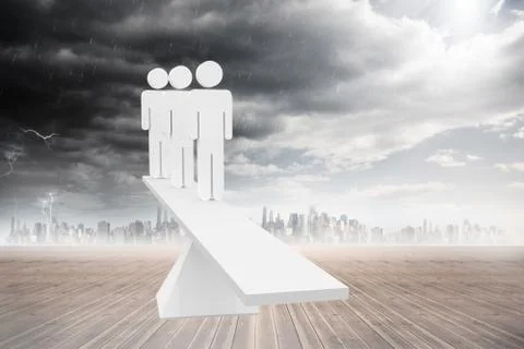 White human resource scales in front of city Ilustración de archivo