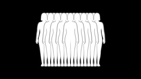 White human silhouettes with rhythmic motion on black background 스톡 동영상 308245642