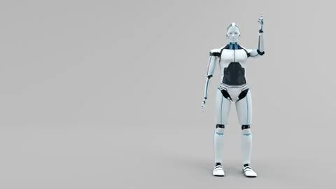 White humanoid robot has an idea. 3d illustration. 스톡 일러스트