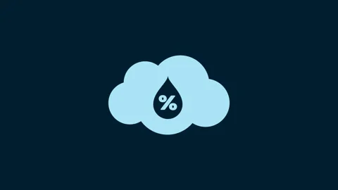 White Humidity icon isolated on blue background. Weather and meteorology, cloud Stock Footage 230017841