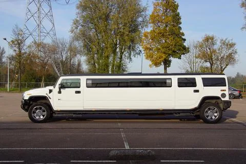 White Hummer wedding limousine Stock Photos