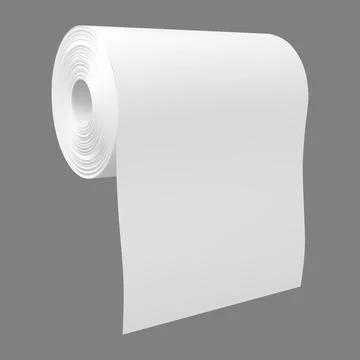 White hygiene tissue roll mock up, vector 3D realistic kitchen towel, tube wrap Stock Illustration