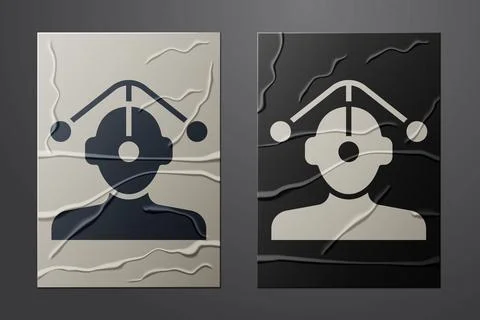 White Hypnosis icon isolated on crumpled paper background. Paper art style... 스톡 일러스트