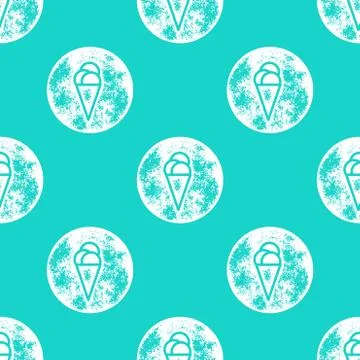 White Ice Cream Pattern on Turquoise Background Stock Illustration