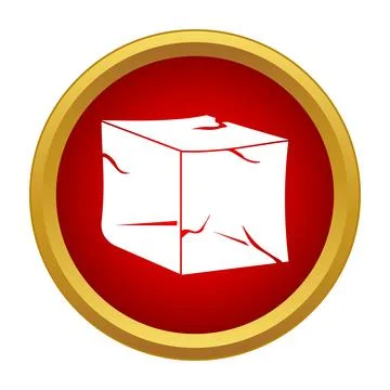 White ice cube icon in red circle Stock Illustration