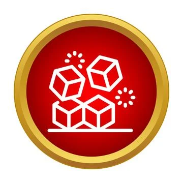 White ice cubes falling red button icon 스톡 일러스트