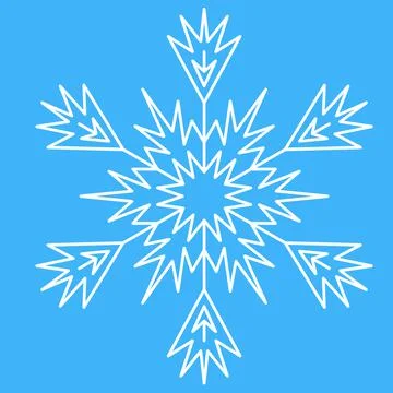 White ice snowflake for design, unique crystal pattern, vector Stock Illustration
