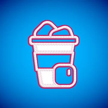 White Iced coffee icon isolated on blue background. Vector Stock Illustration