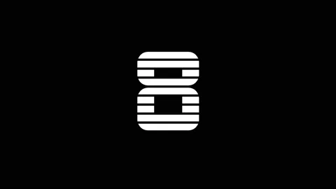 White icon of 8 appears on a black background. Video stock 201396156