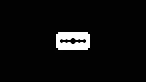White icon of blade appears on a black background. Stock Footage 228037909