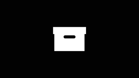 White icon of box appears on a black background. Stock Footage 228862862