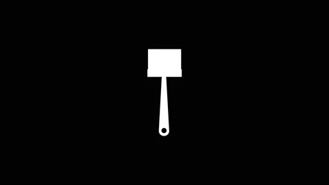 White icon of brush appears on a black background. Stock Footage 216795877
