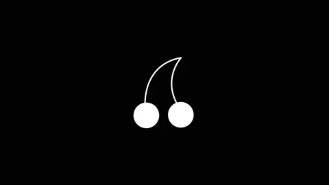 White icon of cherry appears on a black background. Stock Footage 219266176