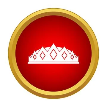 White icon of crown on red circle Stock Illustration