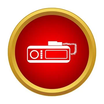 White icon of a dash camera or car radio 스톡 일러스트