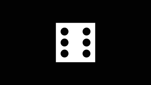 White icon of dice appears on a black background. Stock Footage 216797023