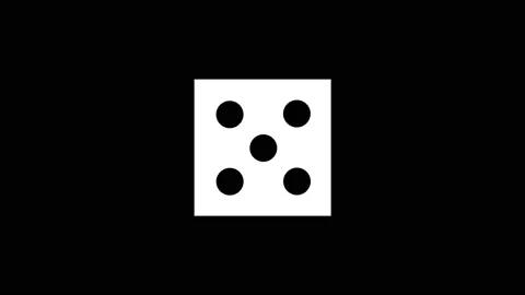 White icon of dice appears on a black background. Stock Footage 219266290