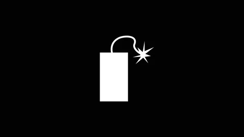 White icon of dynamite appears on a black background. 스톡 동영상 212906950