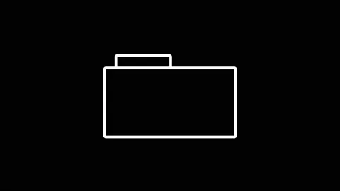 White icon of folder appears on a black background. Stock Footage 221169431