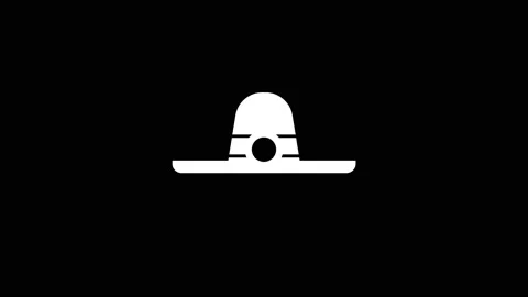 White icon of hat appears on a black background. Stock Footage 221168952