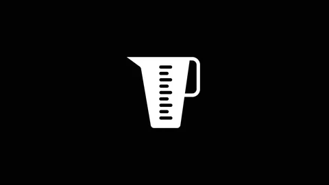 White icon of measuring cup appears on a black background. Stock Footage 219265510