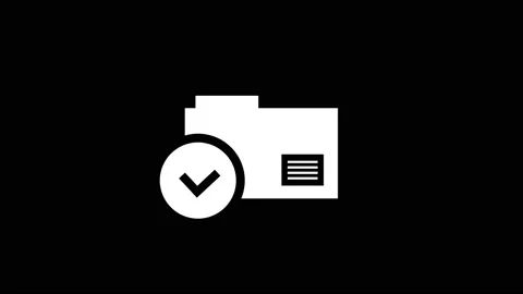 White icon of open folder appears on a black background. Stock Footage 212906262
