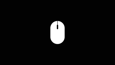 White icon of PC mouse appears on a black background. Stock Footage 228036286