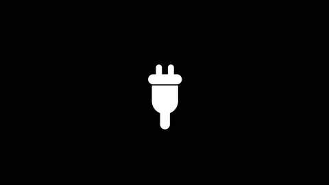 White icon of plug appears on a black background. Stock Footage 216794493