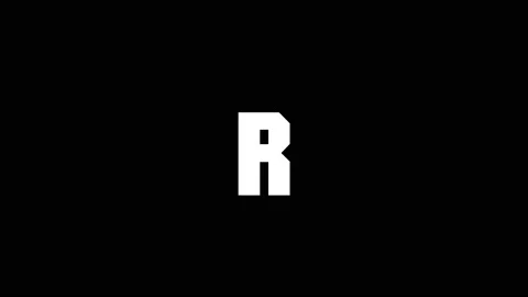 White icon of R appears on a black background. Stock Footage 228863264