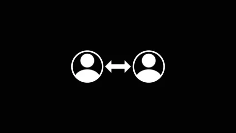 White icon of relationships appears on a black background. Stock Footage 216800558