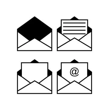 White icon set design. Envelop icon illustration vector. Editable vector Stock Illustration
