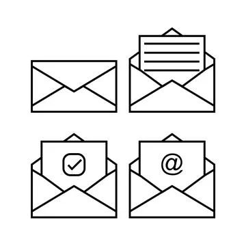 White icon set design. Envelop icon illustration vector. Editable vector Stock Illustration