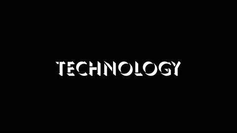 White icon of TECHNOLOGY word appears on a black background. Stock Footage 201396148