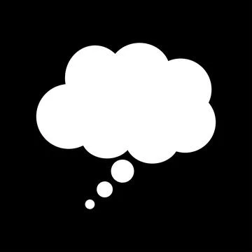White icon thought cloud on black background Stock Illustration