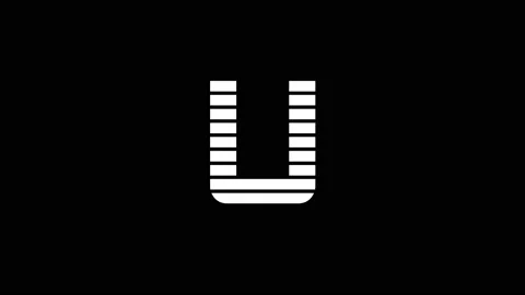 White icon of U appears on a black background. Stock Footage 221169090