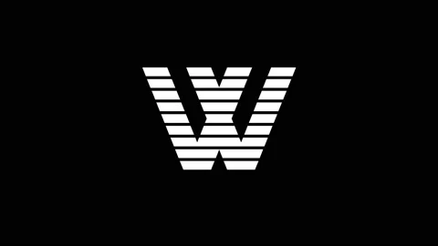 White icon of W appears on a black background. Stock Footage 201396165