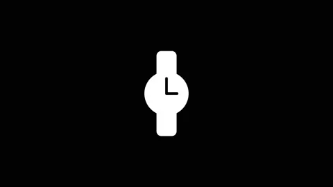 White icon of watch appears on a black background. Stock Footage 228036819