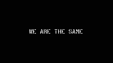 White icon of we are the same appears on a black background. Stock Footage 216800446