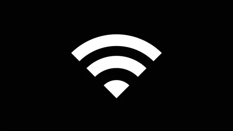 White icon of wi fi appears on a black background. Stock Footage 218295700