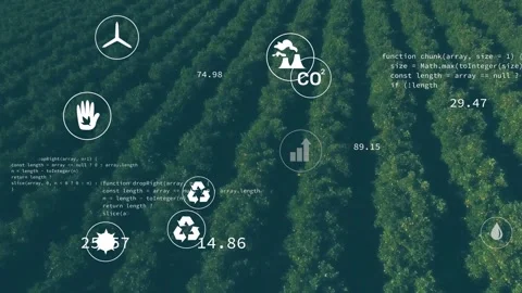 White icons fading in at start while metrics updating and code shifting, Stock Footage 319682698
