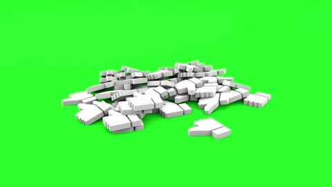 White Like icons falling on green screen. 3D animation. Stock Footage 254114247