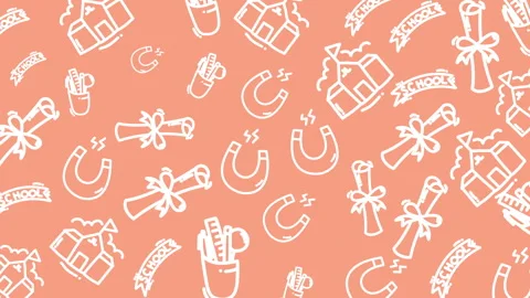 White icons float on warm peach background Stock Footage 335834587