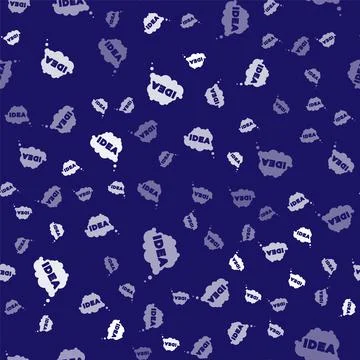 White Idea, speech bubble icon isolated seamless pattern on blue background 库存插图